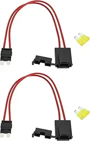 Micro Traders 2pcs Car Fuse Holder Connector 32V 20Amp 16AWG Heavy Duty Wire Extension Middle Fuse Holder Connector for Vehicle with 4Pcs 20A Fuses for ATM/APM (23cm,Standard)