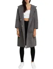 [Belle & Bloom] Walk This Way Wool Blend Black/White Oversized Coat