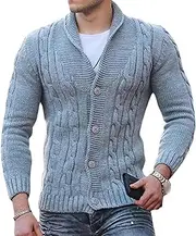[Generic] Men's Stand Button Knitted Cardigan Slim Fit Stand Collar Sweater Jacket Knitted Sweaters Cardigan for Men