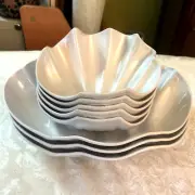 NEW SET of 8 Melamine Cream Shell Summer 5-Salad 3-Large Serving Bowls MCM NICE!