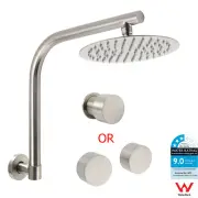 KYLINS Brushed Nickel 8" Round Rainfall Shower Head 360° Swivel Gooseneck Arm