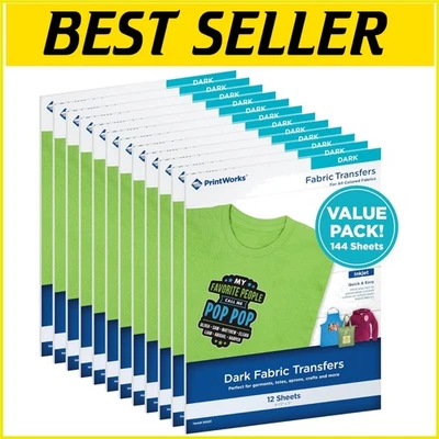 DIY 144 Sheets Iron on Transfer Paper for Clothing, Bags & Accessories - 8.5x11”