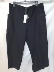 Eileen Fisher Black Washable Stretch Crepe Patch Pockets Button Ankle Pants 3X