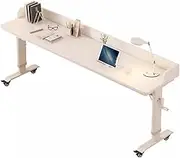 CUPKEE Overbed Table, Standing Workstation Laptop Cart with Wheels Adjustable Height, Rolling Over-The-Bed Laptop Desk with Baffle, for Home,Office and Hospital,150cm
