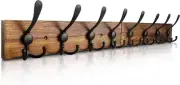 Coat Rack Wall Mount 31.5'' Coat Hanger Wall Mount Burnt Brown Coat Hooks Rustic