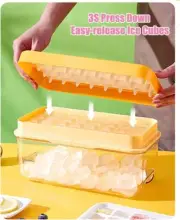 Ice Cube Tray with Lid and Storage Bin 32-Tray Easy-Release Ice Cube Maker Flexi