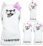 Golf Head Cover | 4X Dog Head Covers for Golf Clubs | Wear Resistant Headcovers with Soft Plush Lining, Golfer Accessories