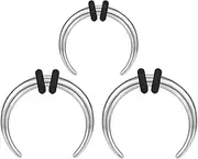 [BodyAce] C Shape Septum Pincher Tapers, 14G 16G Buffalo Ear Taper Kit Stretching Expanded Nose Rings, Horseshoes Black Gold Septum Rings with O-Rings