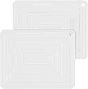 Silicone Trivets for Hot Dishes and Pots - Heat Resistant Mats, Pot Holders for Kitchen, Quartz Countertops - Set of 2, White