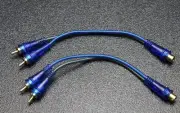 2 PCS RCA WIRE BLUE GRAY Y SPLITTER 1 FEMALE 2 MALE CAR HOME AUDIO BLS