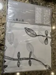 IKEA Eivor White Black Leaf Bird Tree Patterned 2 Long Curtain Panels 57×98" NEW