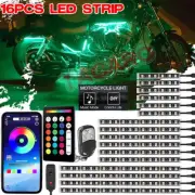 16pcs RGB Motorcycle LED Light Kit Under Glow Neon Strip Bar For Harley-Davidson