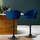 2 PCS Adjustable Height Bar Stools Soft Padded Seat Kitchen Swivel Chairs Blue