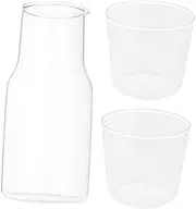 Hoement 1 Set Multi Function Glass Bottle High Borosilicate Glass Water Carafe with Lids Jug Cup for Home Parties and Picnics Elegant Food Safe Container