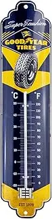 [Nostalgic-Art] Goodyear Super Cushion Retro Analogue Thermometer Gift Idea for Car and Motorcycle Fans Metal Vintage Design 6.5 x 28 cm