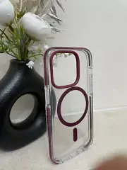 Tech21 EvoCrystal Clear Case For Apple iPhone 14 Pro MagSafe Compatible Burgundy
