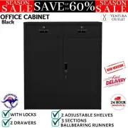 Office Cabinet Black Steel Storage Shelf Drawer Filing Cabinet Locker Black NEW