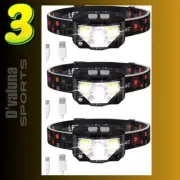 Headlight LED Flashlight 3pc Headlamp 1200 Lumens USB Rechargeable