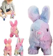 Electronic Hopping Rabbit - Electric Soft Plush Rabbit for Girls - Wiggling Ears Hopping Bunny Interactive Electronic Pet for Joy and Relaxation for Daughter, Wife