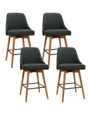 [Artiss] Dining Chairs Wooden Swivel Bar Stools x4 in Charcoal