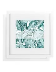 [Cooper & Co] Premium Paradise Photo Frames 30x30cm Matt to 20x20cm Set Of 2 in White