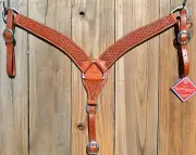 Reinsman 2" Heavy Duty Hand Tooled Snowflake Pattern Breast Collar - Mahogany