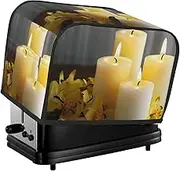 Yellow butterfly with White Candles Toaster Cover 2 Slice Bread Machine Covers Waterproof Universal Size Kitchen Small Appliance Cover with Hang Loop, Dust and Fingerprint Protection