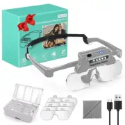 Magnifying Glasses with Lights,Rechargeable Hands Free Headband Magnifying Gl...