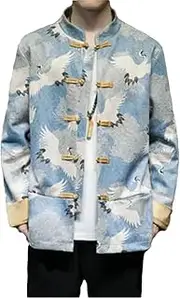 [Lmtossey] Autumn And Winter Chinese Men's Deerskin fleece Retro Tang Suit Jacket Traditional Chinese Clothes