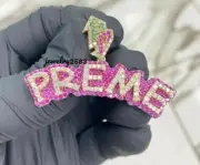 2.40Ct Round Pink Cubic Zirconia Men's Custom PREME Name Pendant 925 Silver