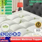 Mattress Topper Bamboo Fibre Pillowtop Protector Matress Pad Cover 45cm Deep AU