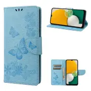For Samsung Galaxy A54 5G Case, Butterfly Emboss PU Leather Cover, Blue