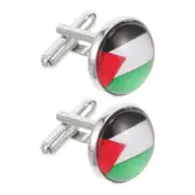 Button Covers Tux Shirt Cuff Link Palestinian Cufflinks Men's Flag