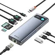 Baseus 9-in-1 Docking Station USB C, 4K@120Hz HDMI with 2 Monitors, 100W PD, 1000Mbps Ethernet, TF/SD Card Reader, 3 x USB A, Multiport Adapter USB Hub Dual Monitor for MacBook PC and More