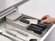 1x Joseph Joseph Duo In-Drawer Knife Tray Compact Knife Organiser AU Grey