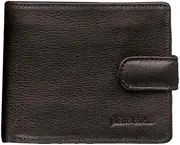 [Pierre Cardin] Men's Genuine Soft Italian Leather RFID Bi-Fold Wallet with Gift Box, Black