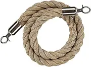 Rope Barriers, Rope Barrier Belt Braided Hemp Rope Barrier for Queue Divider, Rope Barrier1/2/3M Crowd Control Stanchion Rope 3/4/5/7/8/9/10Ft, Twisted Hemp Ropes Queue Line Barrier(Silver Hooks,9ft/274cm)