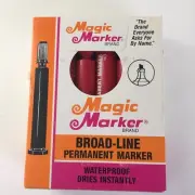 MAGIC MARKER Box Of 12 Waterproof Broad Line Vintage RED Permanent Italy NEW