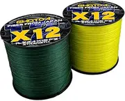 LLEIIshen 12 Strand Braided Line Super Strong Multifilament PE Line Anti-bite Abrasion Resistance Strength Ocean Fishing Line 1000M/1654