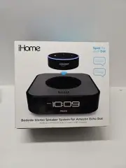 iHome iAVS1 + Amazon Alexa Echo Dot Stereo Bedside Alarm Clock BOX (N)