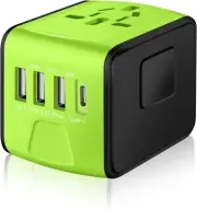 Universal International Travel Power Adapter W/High Speed 2.4A USB-A 3.0A Type-C