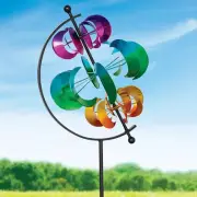 Rainbow Axis Kinetic Metal Wind Spinner Garden Stake Yard Sculpture Home Decor