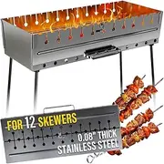 Stainless Steel Charcoal Grill for 12 Skewers – Portable BBQ 24.80"×9.45"×24.80" – Foldable Kabob Mangal – Heavy-Duty Rustproof Grill for Outdoor Use NEW
