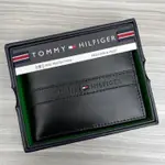 TOMMY HILFIGER真皮男皮夾(有RFID防側錄盜刷設計)黑色橫式壓紋三色LOGO附精美禮盒【美國直購現貨在台】