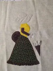 Handmade Applique Quilt Block 16” Square Victorian Lady Parasol Bustle Calico