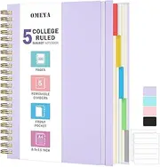 Spiral Notebook 8.5" x 11", 5 Subject Notebooks College Ruled with Removable Dividers, 300 Pages 100GSM Thick Spiral Writing Journal for Women & Men, Large A8 Lined Journal Notebooks for Work, School