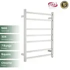 Wall Mounted Heated Towel Rail Rack 7 Bars 304 Stainless Steel Square Chrome