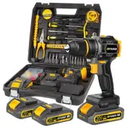 Compact Brushless Power Drill Set,60N.m Cordless Drill Tool Box with 2 Batter...