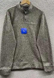 Eddie Bauer Sweater Adult Large Charcoal Gray 1/4 Snap front Casual Mens NEW