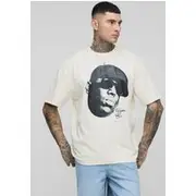 Mens Ecru Tall Oversized Notorious BIG License Print T-Shirt